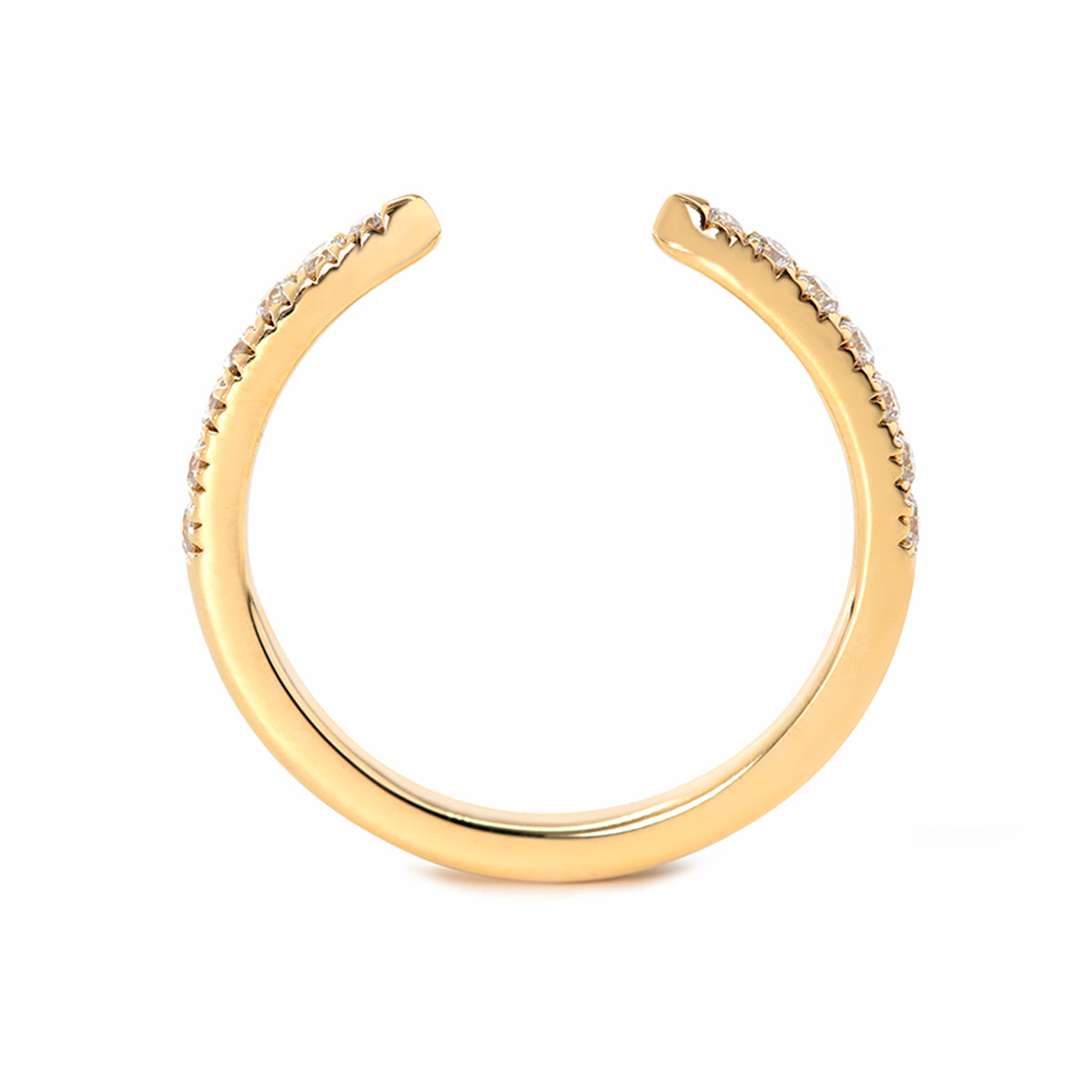 14K Yellow Gold Round Lab Diamond Half Eternity Open Ring