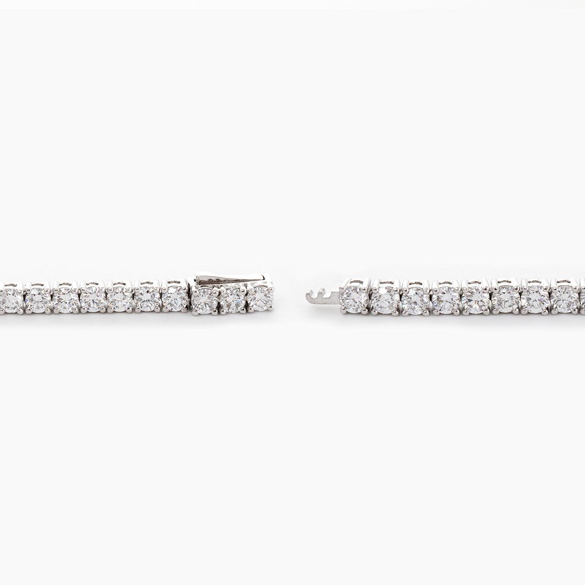 Platinum Round Brilliant Cut Diamond 4 Prong Basket Tennis Bracelet
