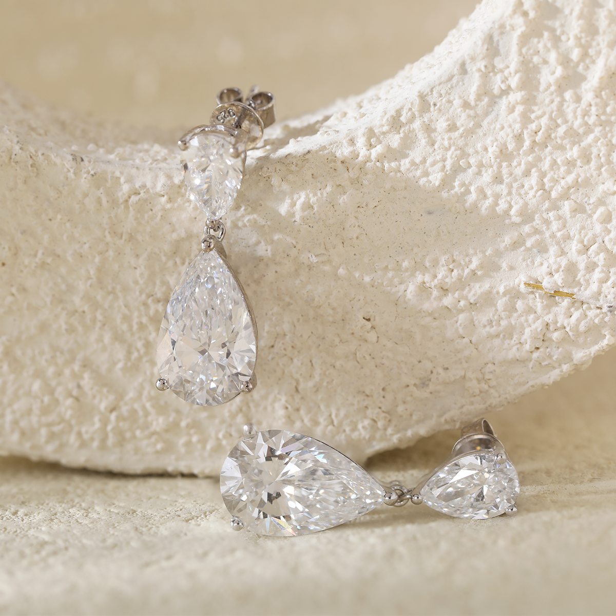 14K White Gold 10 ct tw Pear Shaped Lab Diamond Drop Stud Earrings