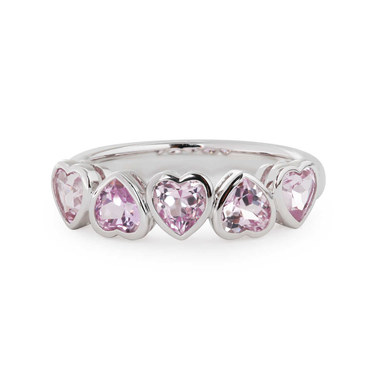 14K Yellow Gold Heart Shaped Lab Gems Bezel Half Eternity Ring Everyday Essential