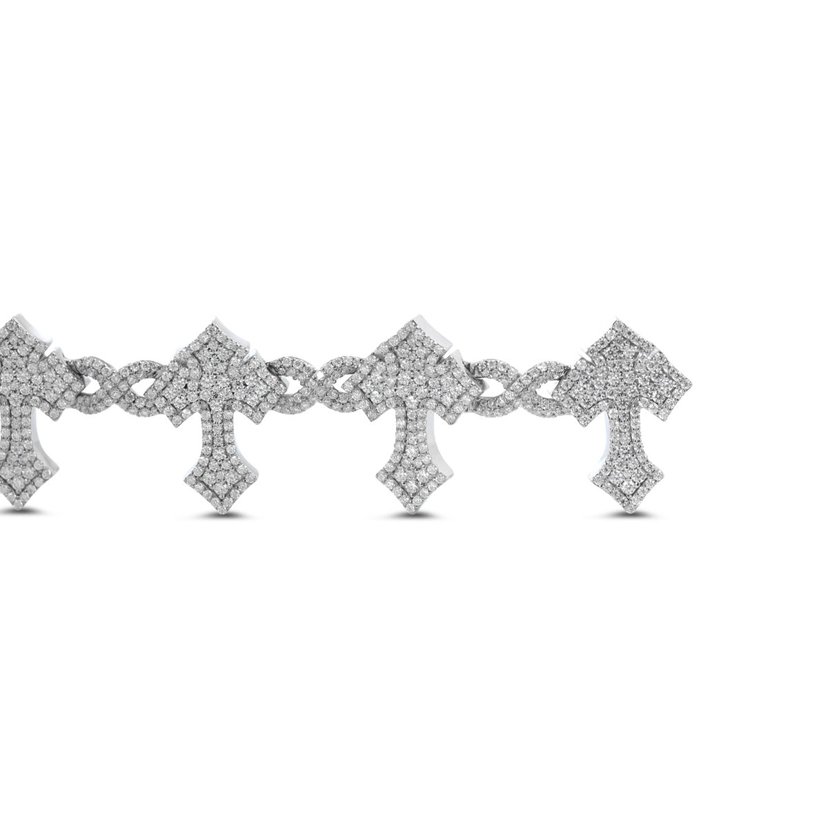 14K White Gold Knight' s Faith Pavé Lab Diamond Bracelet