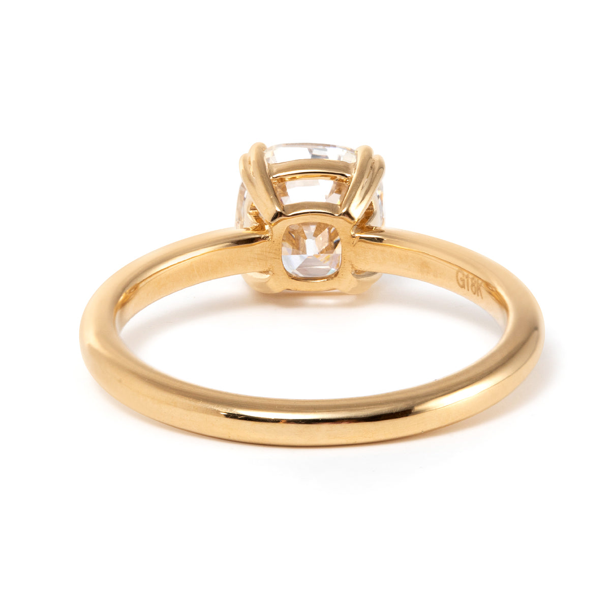 18k Yellow Gold 1.5 Carat Old Mine Cut Lab Diamond Double Prong Setting Vintage Solitaire Engagement Ring