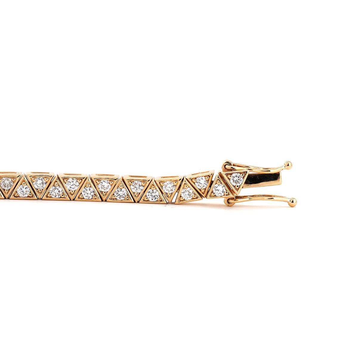 14K Yellow Gold Round Lab Dimaond Triangle Bracelet