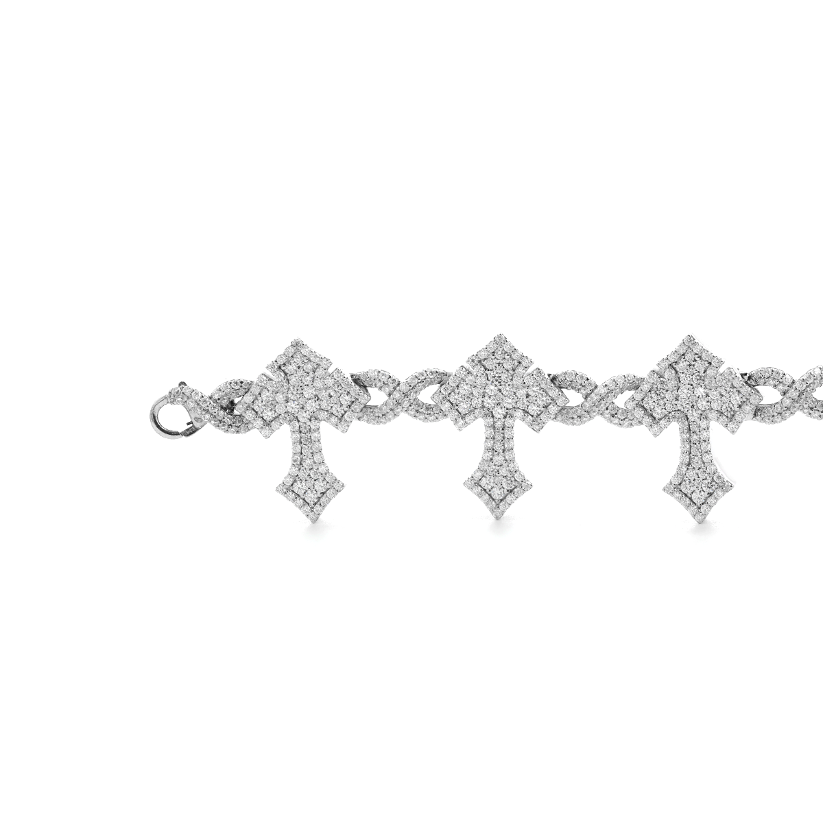 14K White Gold Knight' s Faith Pavé Lab Diamond Bracelet