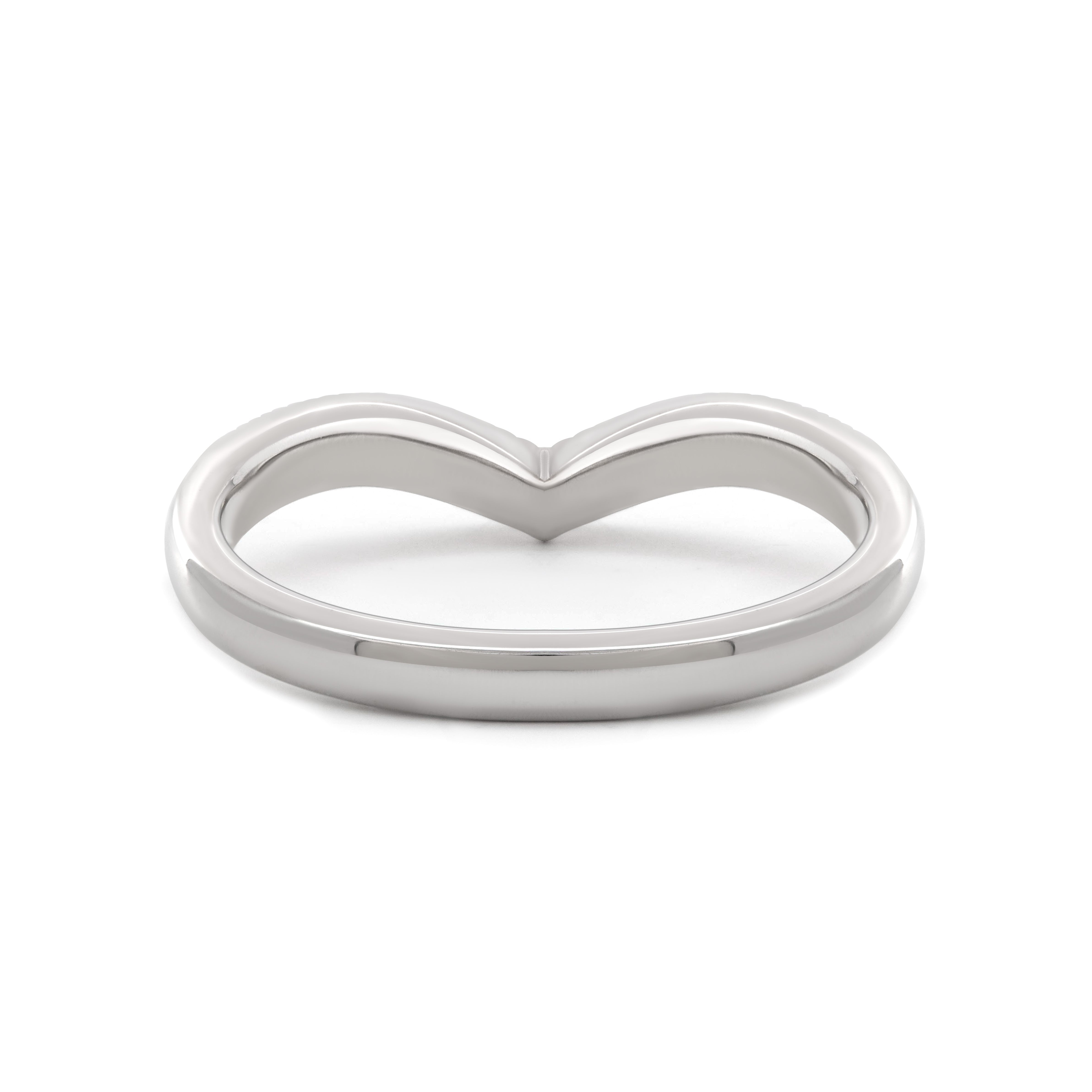 14K White Gold Round Lab Diamond V-shape Millegrain Wedding Ring