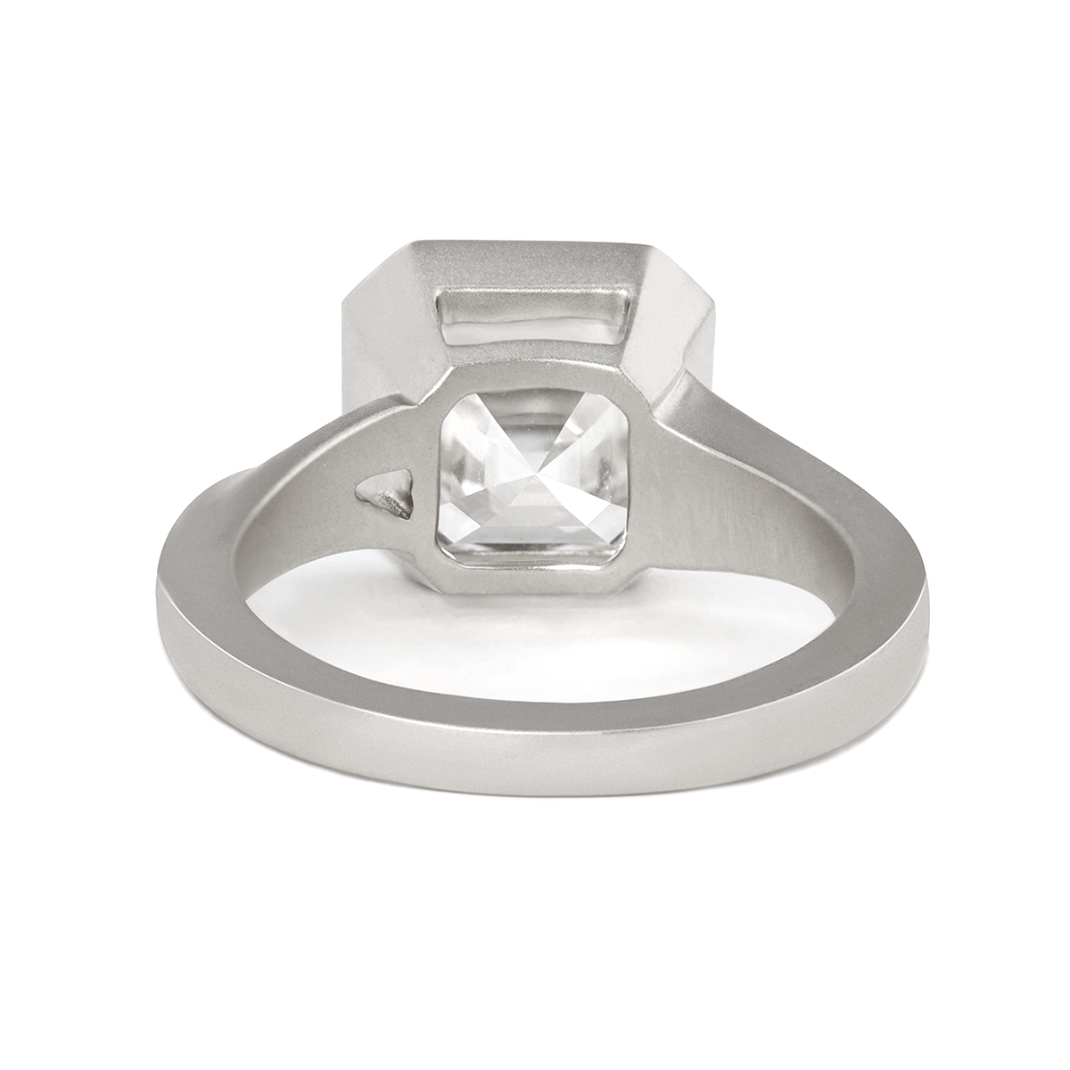 14K White Gold 3ct Asscher Cut Lab Diamond Bezel Matte Ring