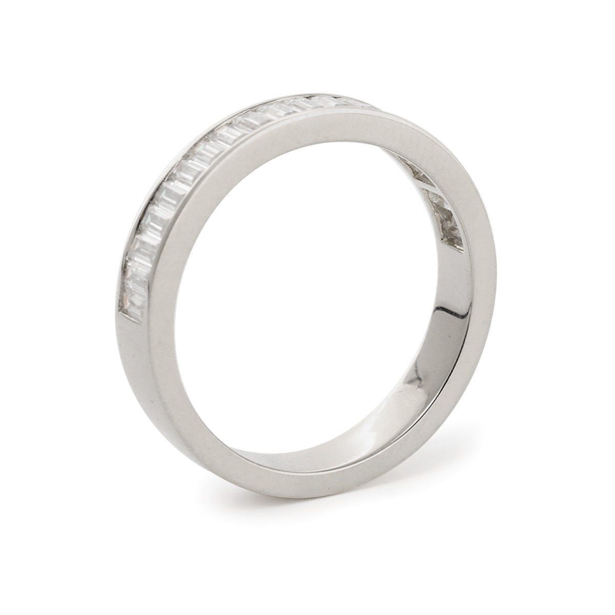 14K Yellow Gold Baguette Cut Lab Diamond Channel Setting Half Eternity Ring