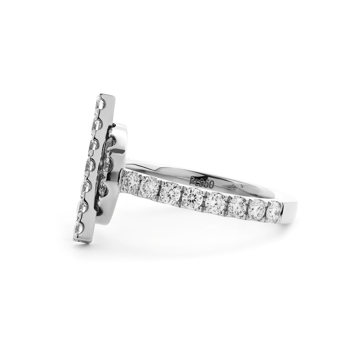 Platinum Round Lab Diamond Buckle-Inspired Ring