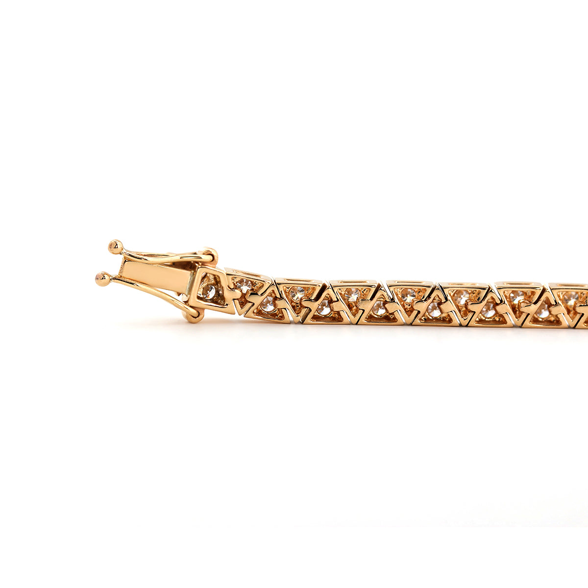 14K Yellow Gold Round Lab Dimaond Triangle Bracelet