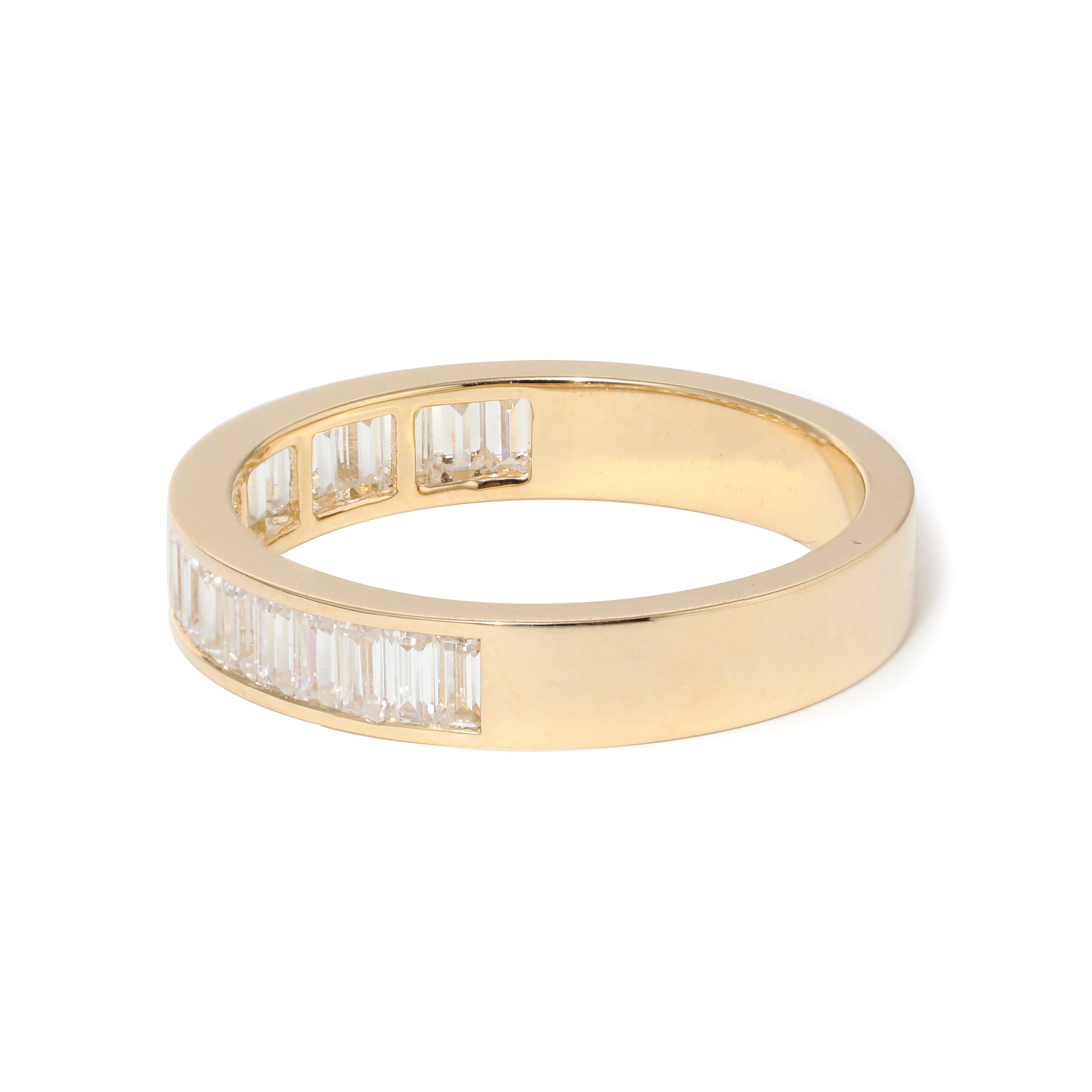 14K Yellow Gold Baguette Cut Lab Diamond Channel Setting Half Eternity Ring