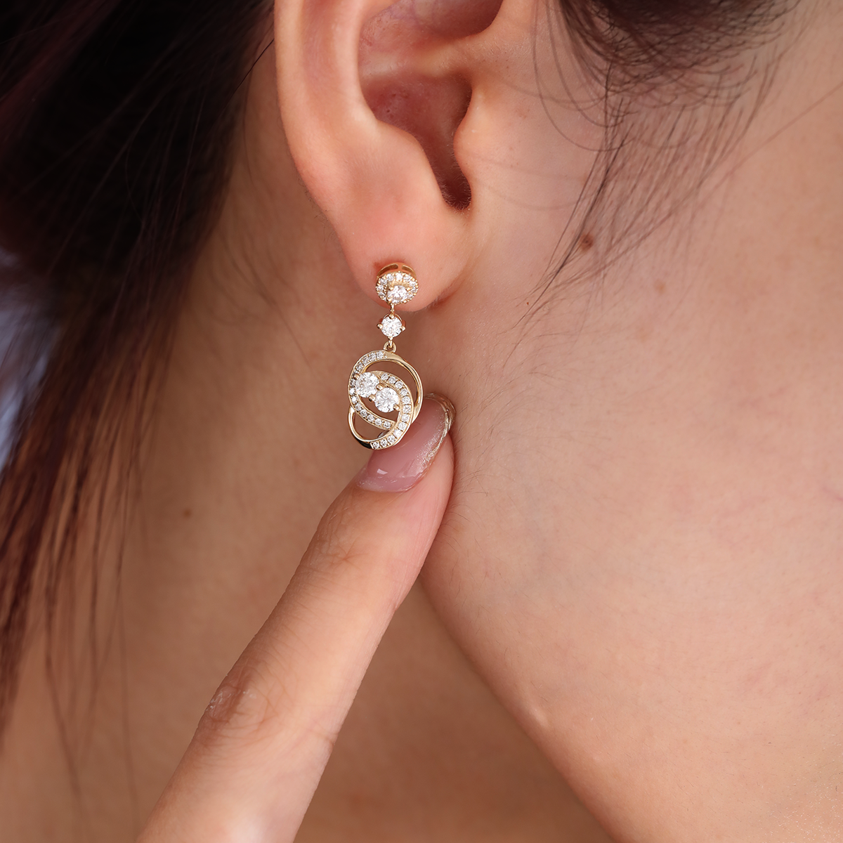 14K Yellow Gold Round Lab Diamond Celestial Ring-Inspired Stud Earrings