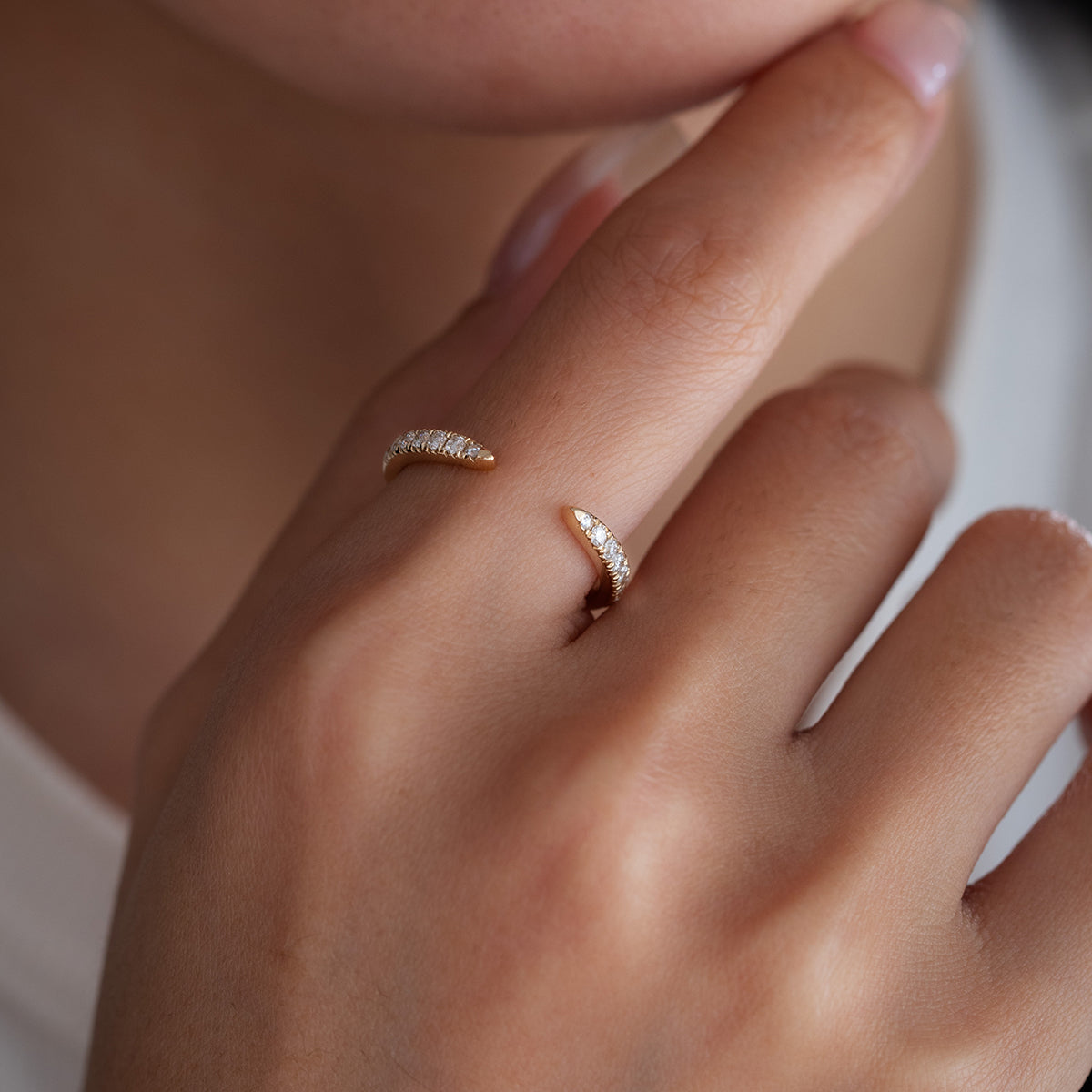 14K Yellow Gold Round Lab Diamond Half Eternity Open Ring