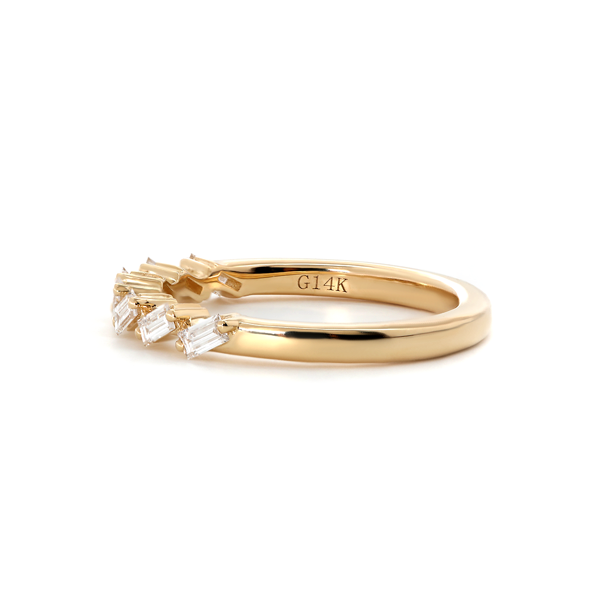 14K Yellow Gold Baguette Cut Lab Diamond 7 Stone Half Eternity Ring