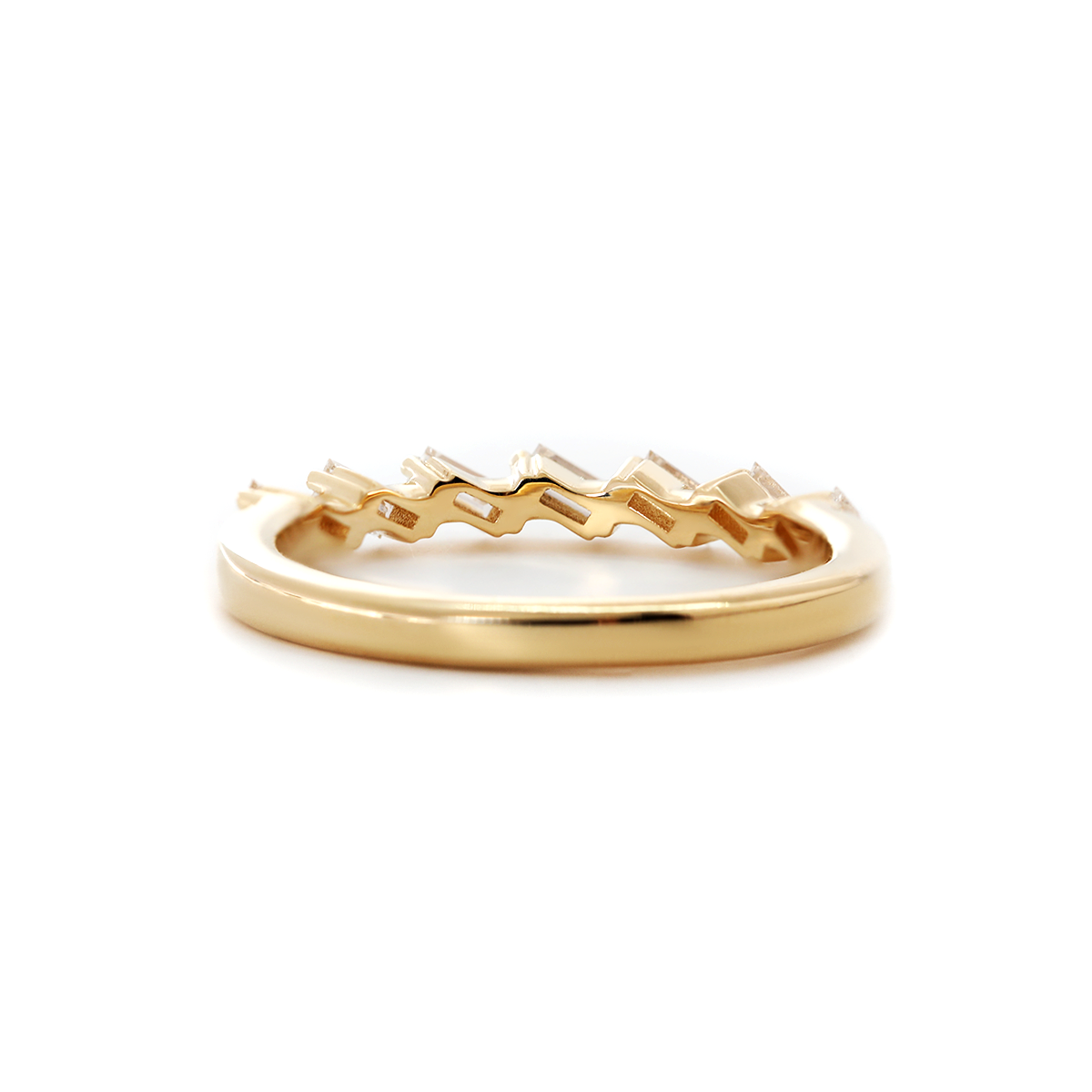 14K Yellow Gold Baguette Cut Lab Diamond 7 Stone Half Eternity Ring