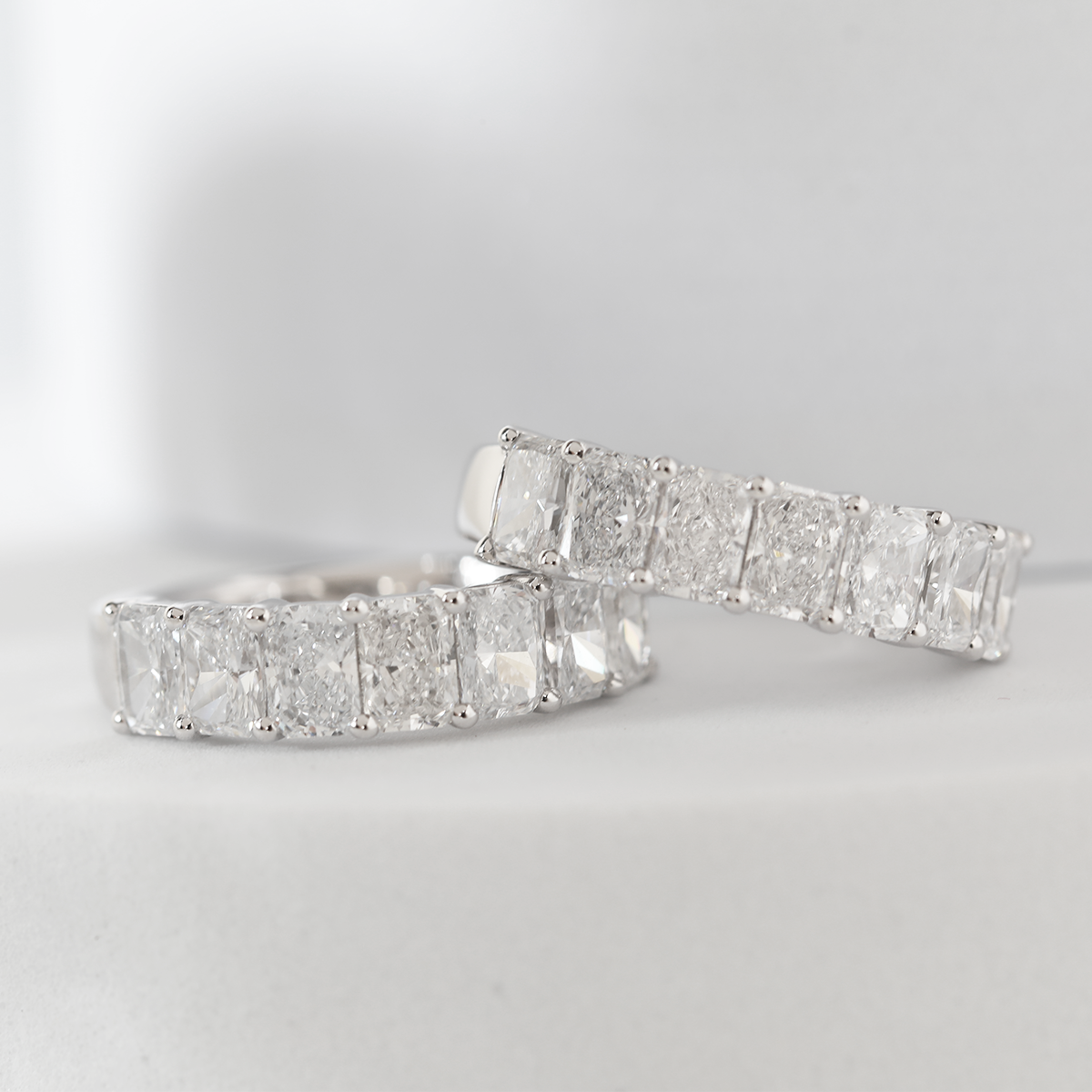 Platinum Radiant Cut Lab Diamond 7 Stone Half Eternity Ring