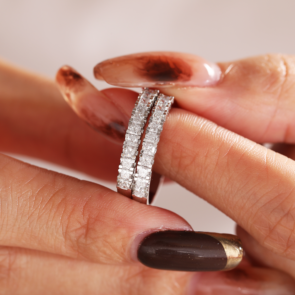 Platinum Princess Cut Lab Diamond 11 Stone Half Eternity Ring