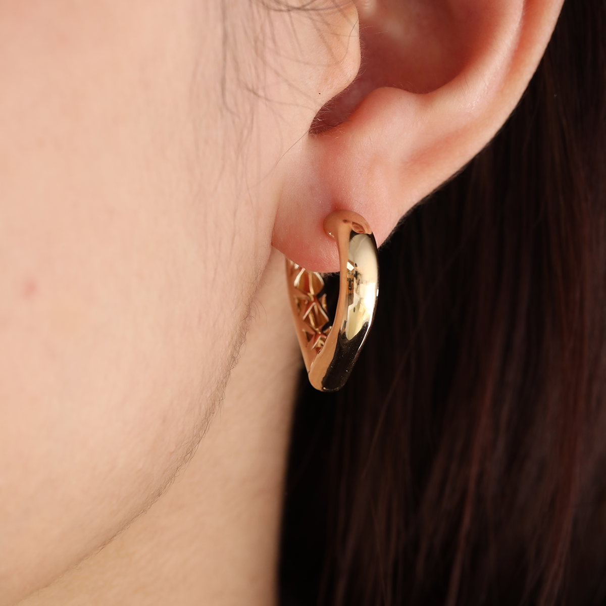 14K Yellow Gold Heart Shaped Huggie Earrings