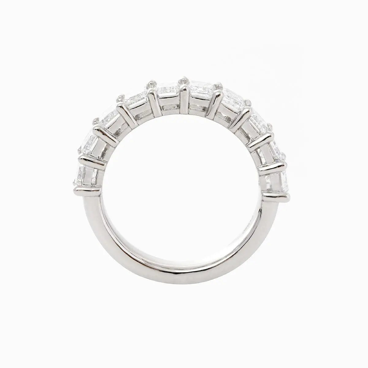 Platinum 4*3mm Emerald Cut Lab Diamond Half Eternity Ring
