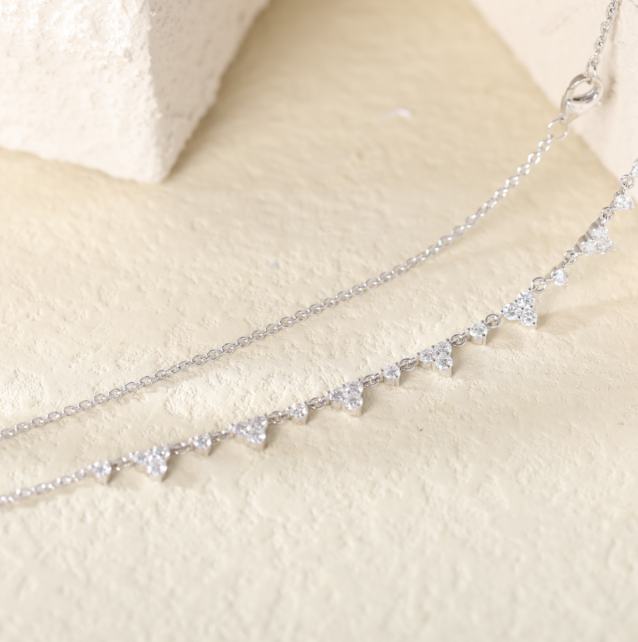 Ready to Ship Round Lab Diamond Triangle Chain Necklace