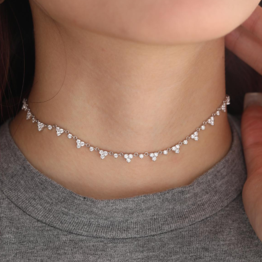 Ready to Ship Round Lab Diamond Triangle Chain Necklace