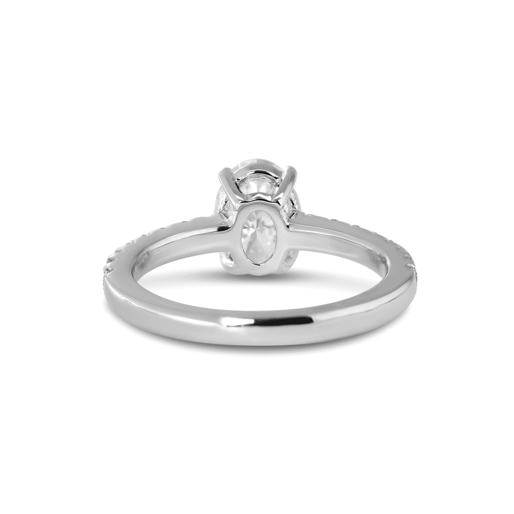 1 CT Oval Cut Lab Diamond 4 - Claw Basket Engagement Ring with Round Lab Diamond Pavé and 7 - Stone V - Shaped Ring Enhancer — Bridal Ring Set - FIORESE JEWELRY