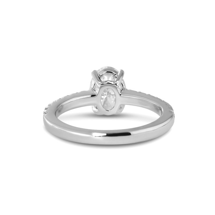 1 CT Oval Cut Lab Diamond 4 - Claw Basket Engagement Ring with Round Lab Diamond Pavé and 7 - Stone V - Shaped Ring Enhancer — Bridal Ring Set - FIORESE JEWELRY