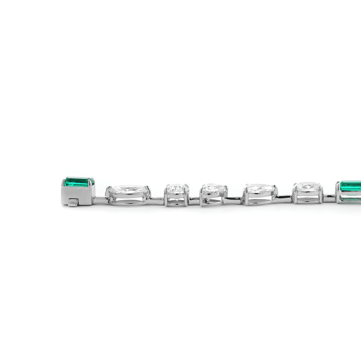 10 CT TW Lab Diamond &amp; Lab Emerald Tennis Bracelet with Six Shapes - FIORESE JEWELRY