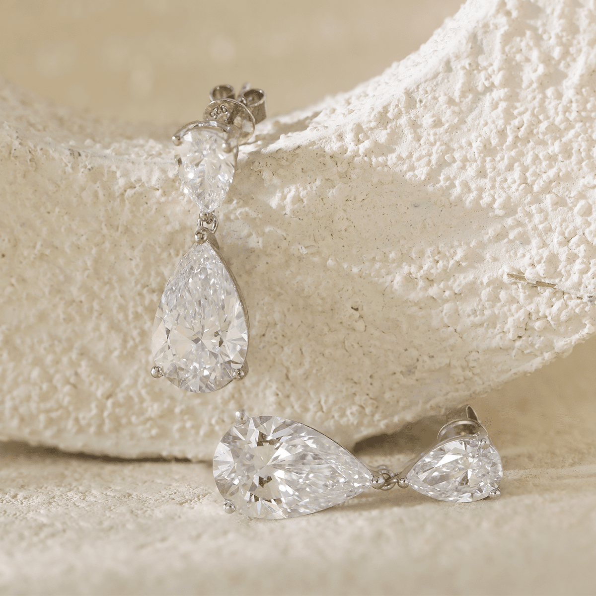 10 ct tw Pear Shaped Lab Diamond Basket Setting Dangle Stud Earrings