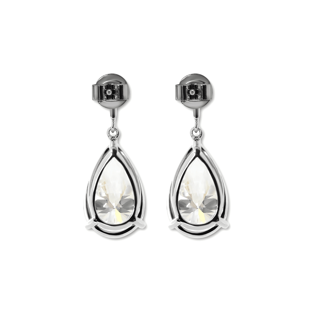 10 ct tw Pear Shaped Lab Diamond Basket Setting Dangle Stud Earrings - FIORESE JEWELRY