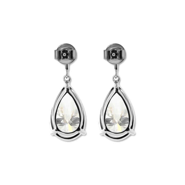 10 ct tw Pear Shaped Lab Diamond Basket Setting Dangle Stud Earrings - FIORESE JEWELRY