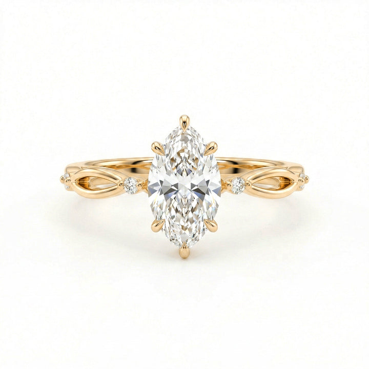 1.08CT Marquise Lab Diamond Solitaire Engagement Ring with Twist Shank - FIORESE JEWELRY