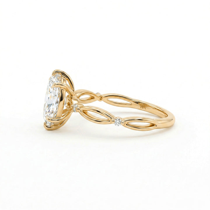 1.08CT Marquise Lab Diamond Solitaire Engagement Ring with Twist Shank - FIORESE JEWELRY