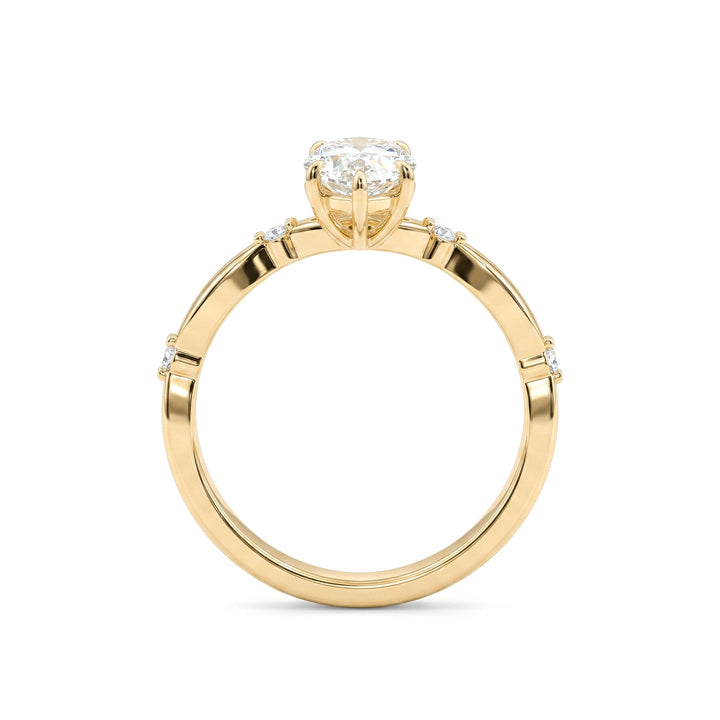 1.08CT Marquise Lab Diamond Solitaire Engagement Ring with Twist Shank - FIORESE JEWELRY