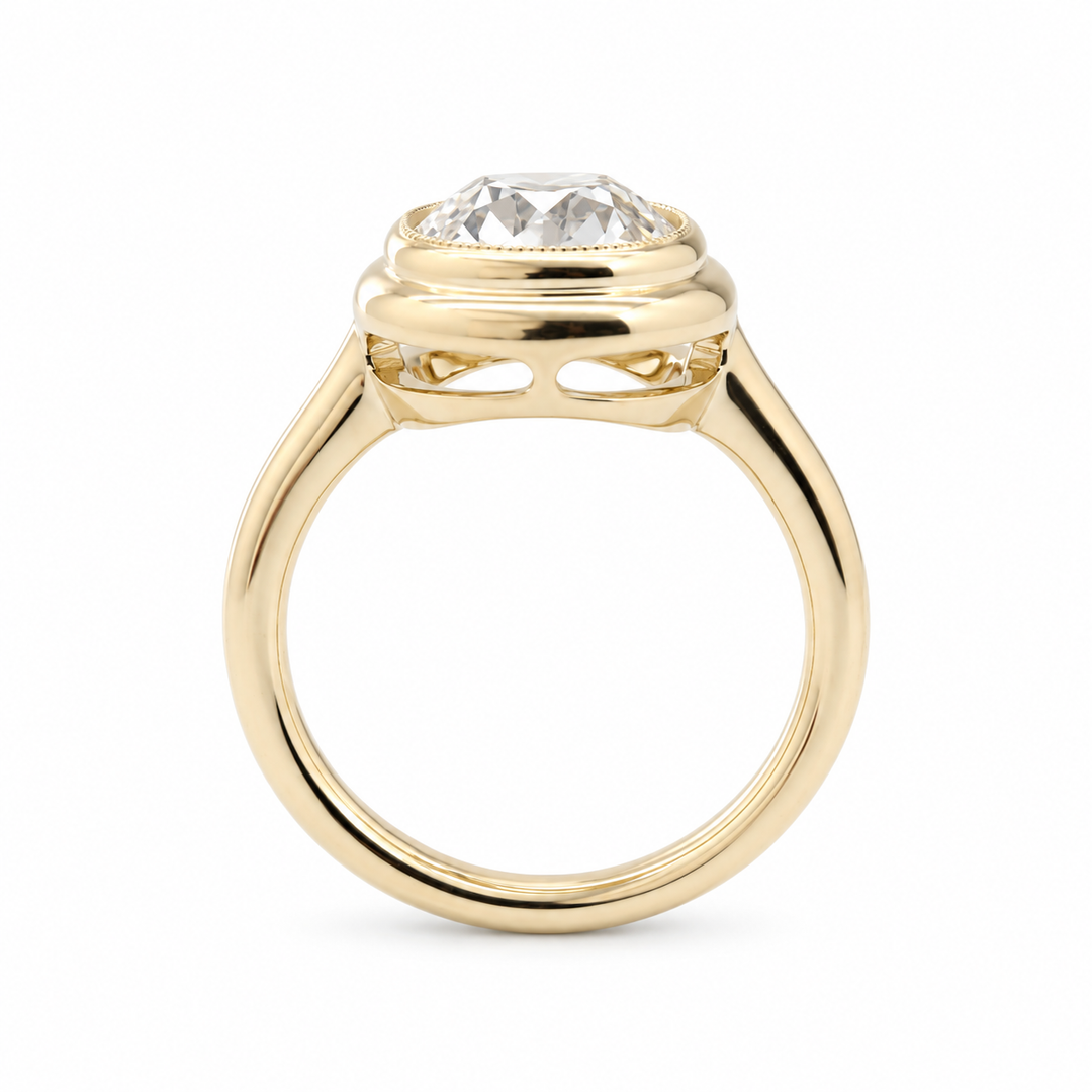 Cushion OMC Diamond Bezel Ring