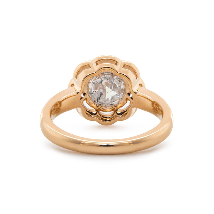 1.22CT Round Rose Cut Halo Design Bezel Set Ring - FIORESE JEWELRY