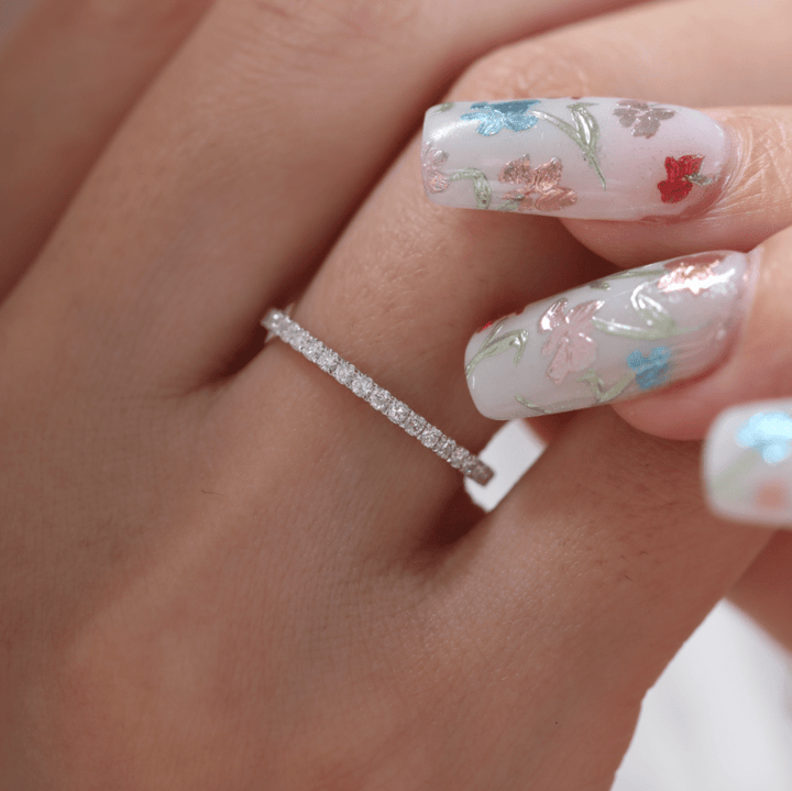 1.3mm Round Cut Lab Diamond Thin Eternity Ring - FIORESE JEWELRY