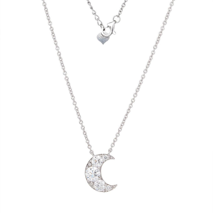 14K Gold Round Brilliant Cut Lab Diamond Five - Stone Moon Pendant Necklace – Bezel Set Diamond Necklace for Men &amp; Women - FIORESE JEWELRY