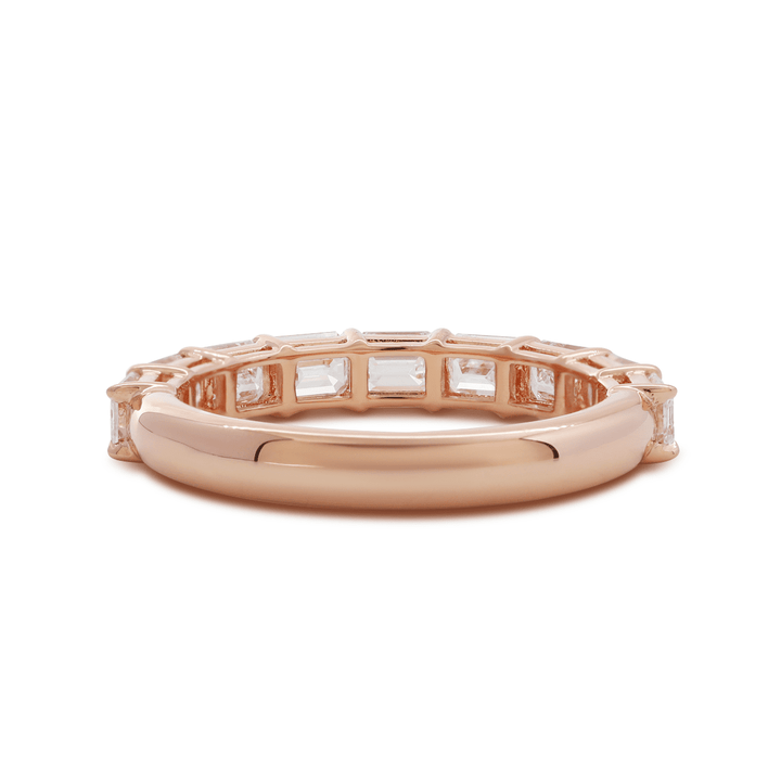 14K Rose Gold 4*3mm Emerald Cut Lab Diamond East - West Orientation Half Eternity Ring - FIORESE JEWELRY