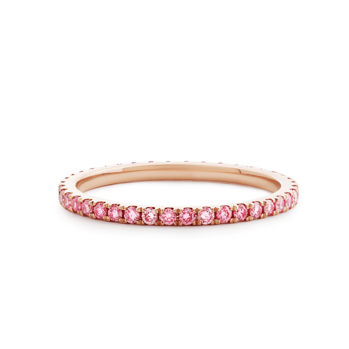14K Rose Gold Fancy Pink Round Lab Diamond Eternity Ring - FIORESE JEWELRY