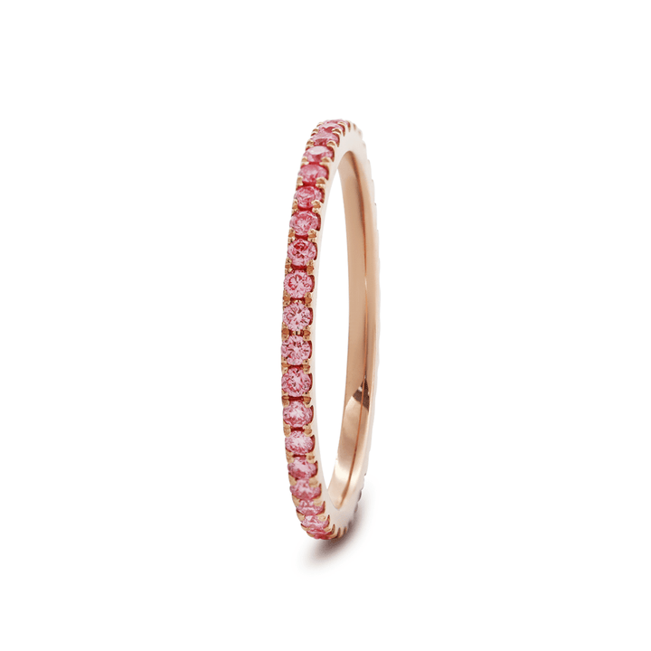 14K Rose Gold Fancy Pink Round Lab Diamond Eternity Ring - FIORESE JEWELRY