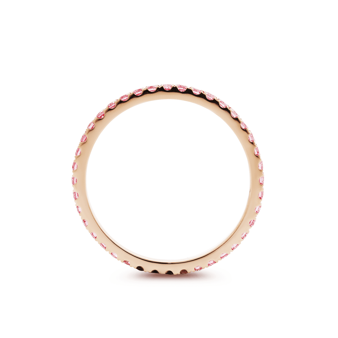 14K Rose Gold Fancy Pink Round Lab Diamond Eternity Ring - FIORESE JEWELRY