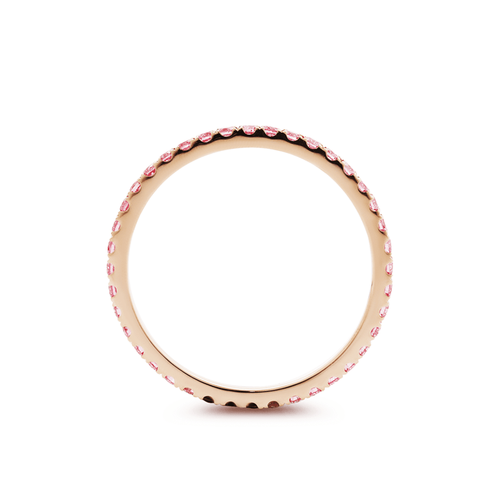 14K Rose Gold Fancy Pink Round Lab Diamond Eternity Ring - FIORESE JEWELRY