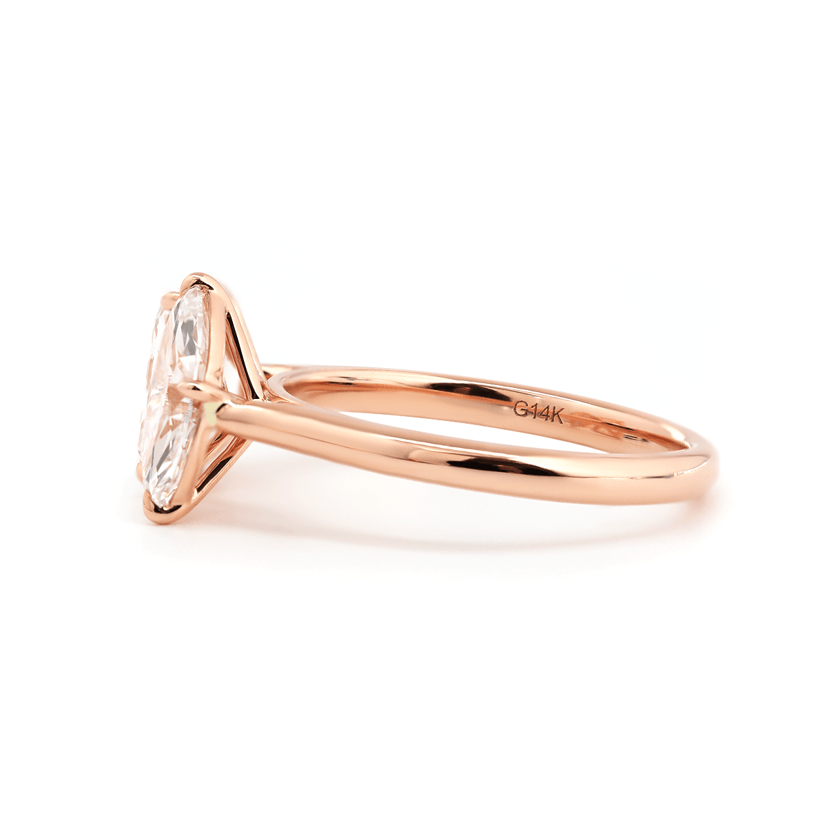 14K Rose Gold Marquise Cut and Emerald Cut Lab Diamond Toi et Moi Ring