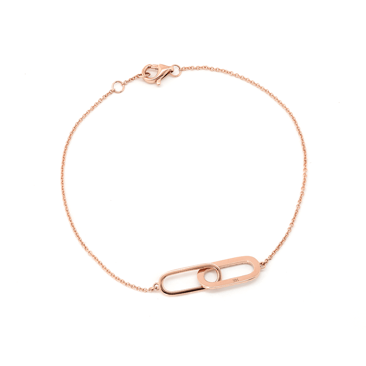 14K Rose Gold Round Lab Diamond Toi et Moi Pendant Chain Bracelet - FIORESE JEWELRY