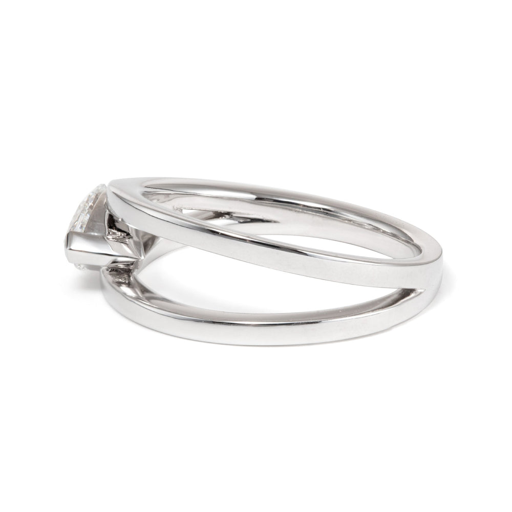 14K White Gold 1ct Marquise Cut Lab Diamond Solitaire Ring in V Shape Design - FIORESE JEWELRY