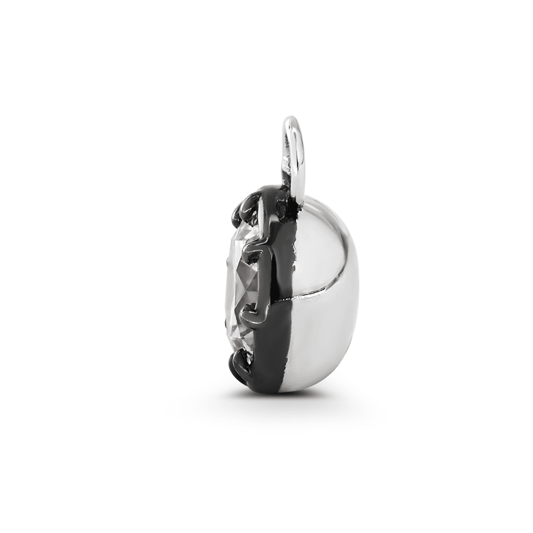 14K White Gold 1ct Round Lab Diamond Pendant Necklace with Black Rhodium Plated Bezel - FIORESE JEWELRY