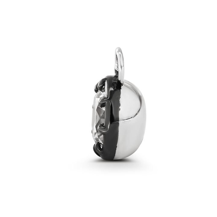 14K White Gold 1ct Round Lab Diamond Pendant Necklace with Black Rhodium Plated Bezel - FIORESE JEWELRY