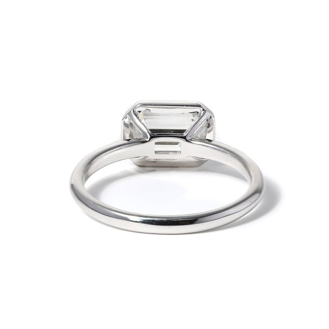 14K White Gold 2ct Emerald Cut Lab Diamond Bezel Solitaire Ring - FIORESE JEWELRY