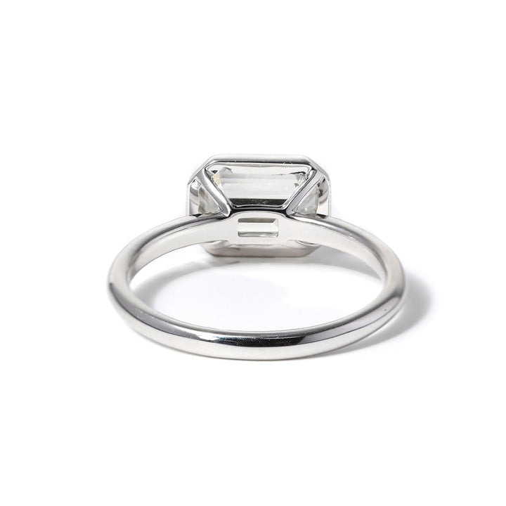 14K White Gold 2ct Emerald Cut Lab Diamond Bezel Solitaire Ring - FIORESE JEWELRY