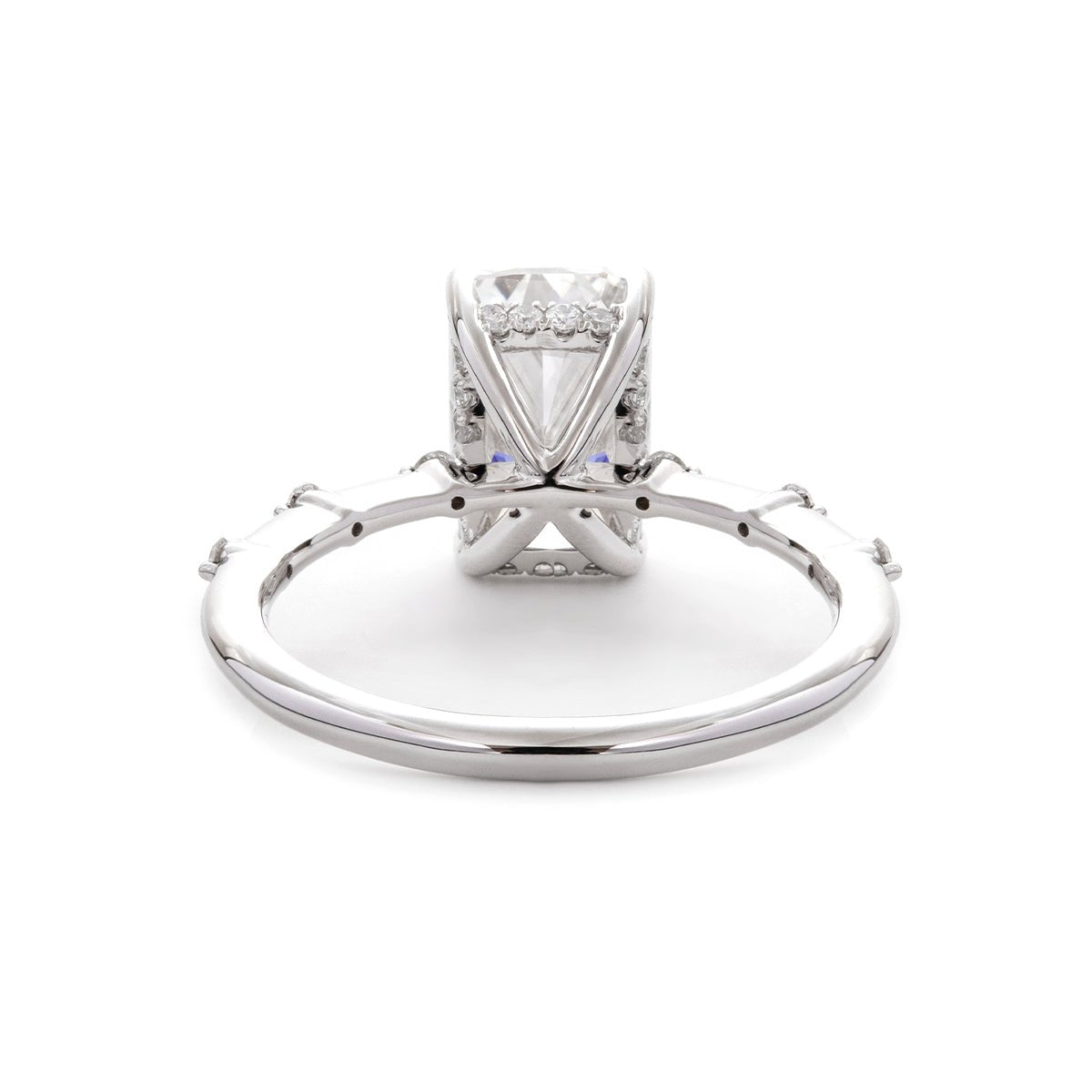 14K White Gold 3.5ct Radiant Cut Lab Diamond Hidden Halo Ring